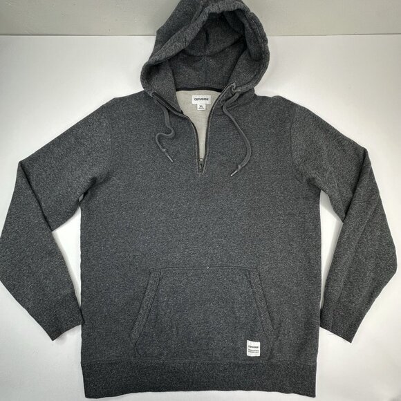 Converse‎ Men's Gray Athletic Quarter Zip Hooded Long Sleeve Sweatshirt XL/C46 - Picture 1 of 11